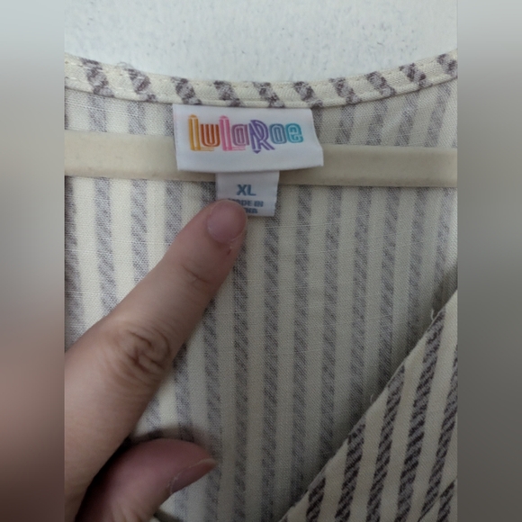 LuLaRoe Chaylin Ruffle Sleeve Dress Striped Size XL - Picture 3 of 7